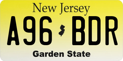 NJ license plate A96BDR