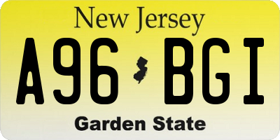 NJ license plate A96BGI