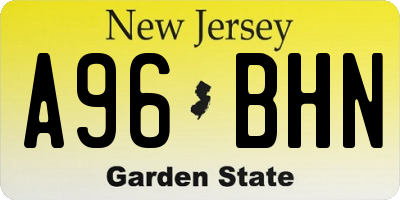 NJ license plate A96BHN