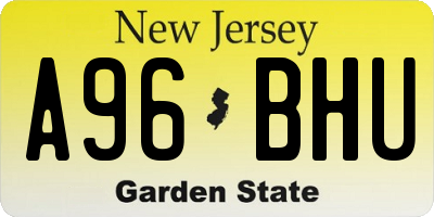 NJ license plate A96BHU