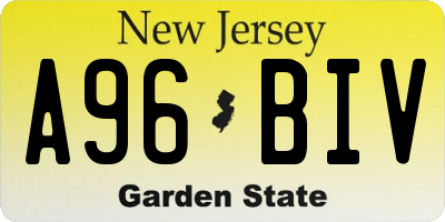 NJ license plate A96BIV