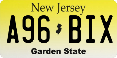 NJ license plate A96BIX