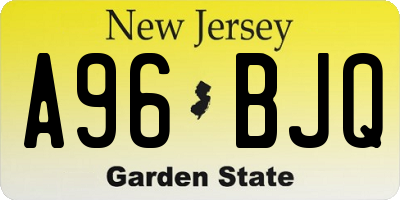 NJ license plate A96BJQ
