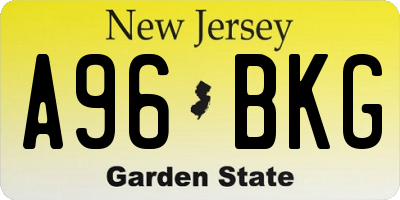 NJ license plate A96BKG