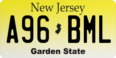 NJ license plate A96BML