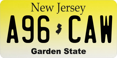 NJ license plate A96CAW
