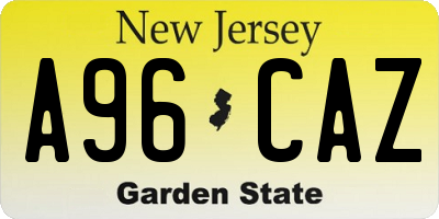 NJ license plate A96CAZ