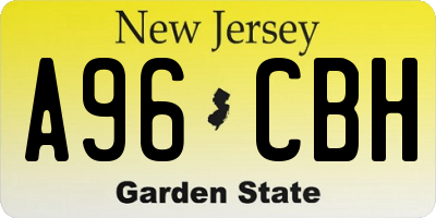 NJ license plate A96CBH
