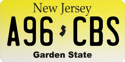 NJ license plate A96CBS