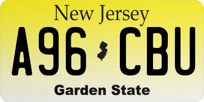 NJ license plate A96CBU