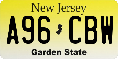 NJ license plate A96CBW