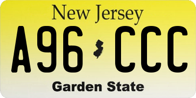 NJ license plate A96CCC