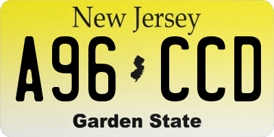 NJ license plate A96CCD