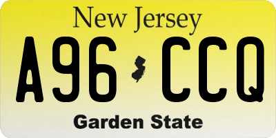 NJ license plate A96CCQ