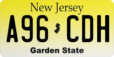 NJ license plate A96CDH