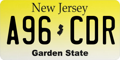 NJ license plate A96CDR