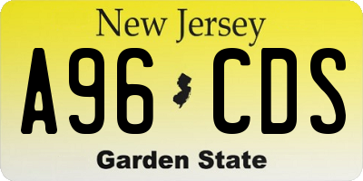 NJ license plate A96CDS