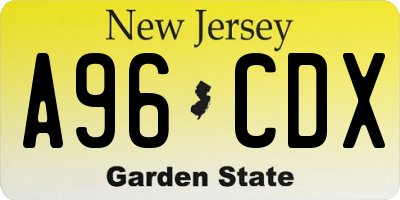 NJ license plate A96CDX