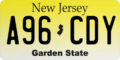 NJ license plate A96CDY