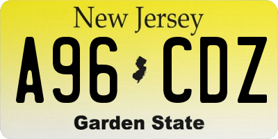 NJ license plate A96CDZ
