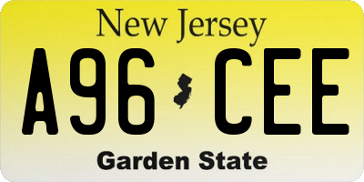 NJ license plate A96CEE