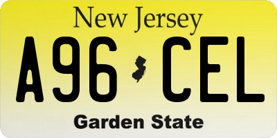 NJ license plate A96CEL
