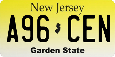 NJ license plate A96CEN