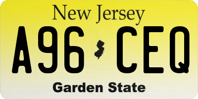 NJ license plate A96CEQ