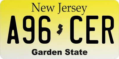 NJ license plate A96CER