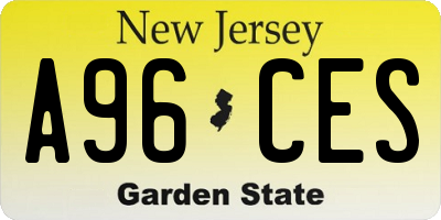 NJ license plate A96CES