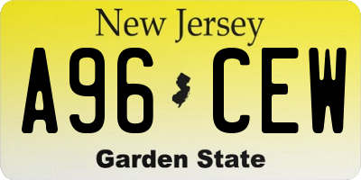 NJ license plate A96CEW