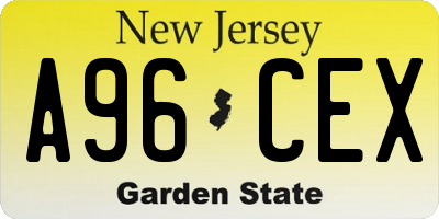 NJ license plate A96CEX