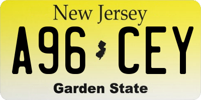 NJ license plate A96CEY