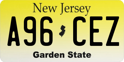 NJ license plate A96CEZ