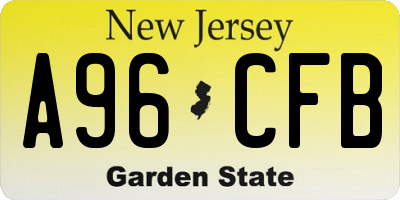 NJ license plate A96CFB