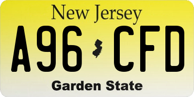 NJ license plate A96CFD
