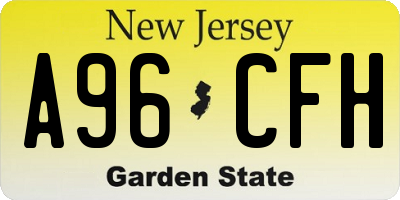 NJ license plate A96CFH
