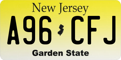 NJ license plate A96CFJ