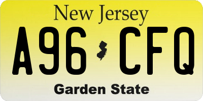 NJ license plate A96CFQ