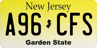 NJ license plate A96CFS