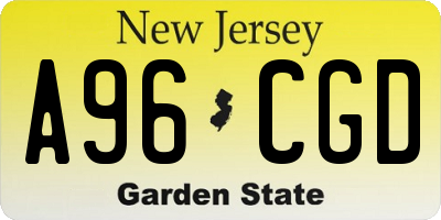 NJ license plate A96CGD