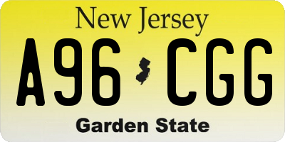 NJ license plate A96CGG