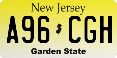 NJ license plate A96CGH