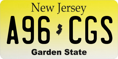 NJ license plate A96CGS