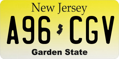 NJ license plate A96CGV