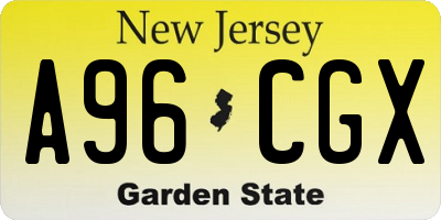 NJ license plate A96CGX
