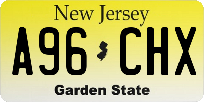 NJ license plate A96CHX