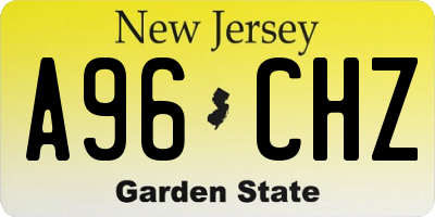 NJ license plate A96CHZ
