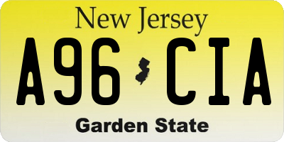 NJ license plate A96CIA