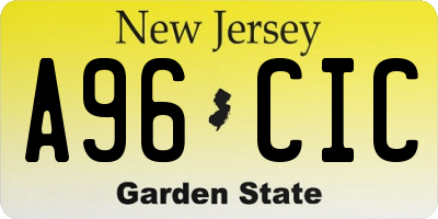 NJ license plate A96CIC